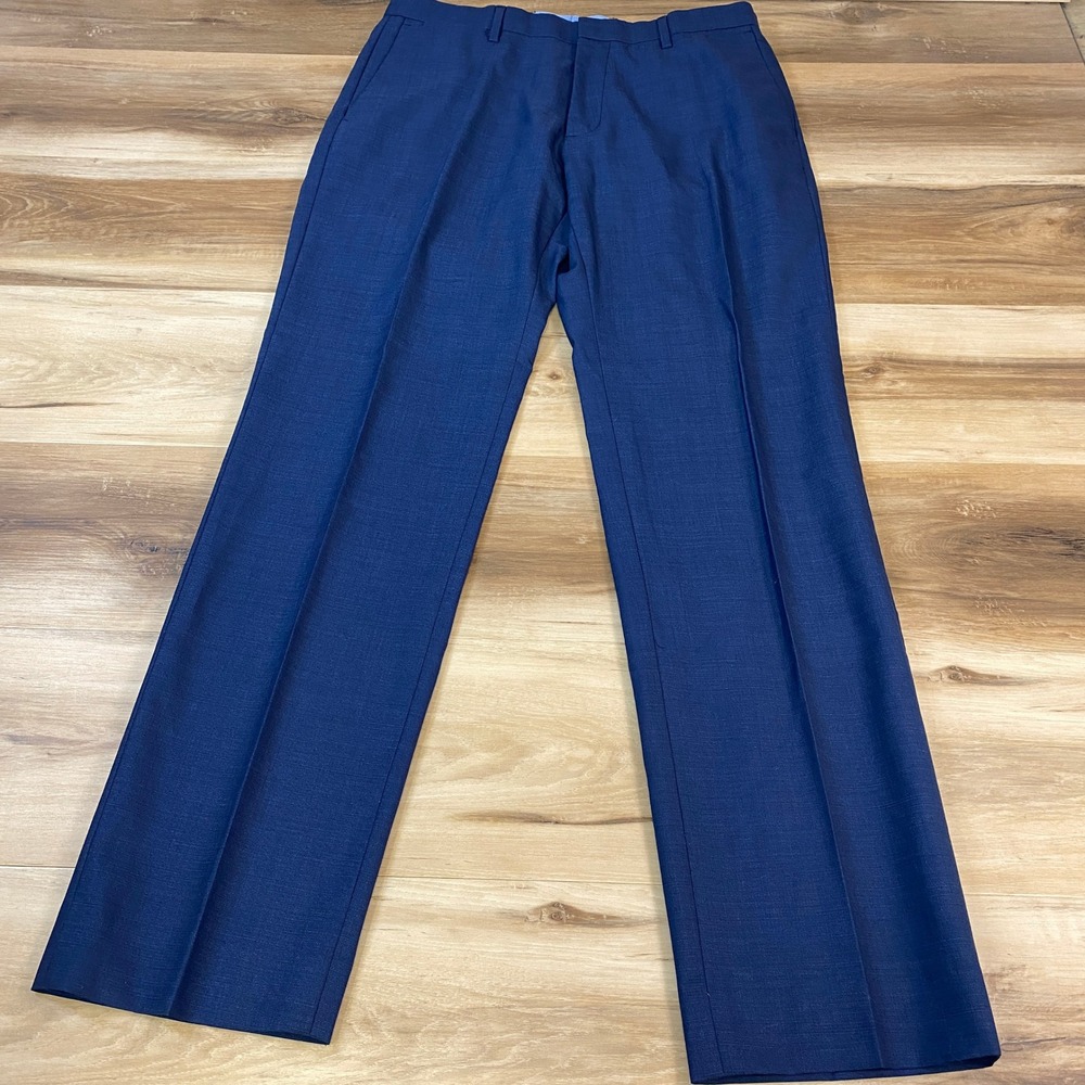 Banana Republic Dress Pants Mens 32x32 Minimalist 100% Wool Tailored Slim Blue